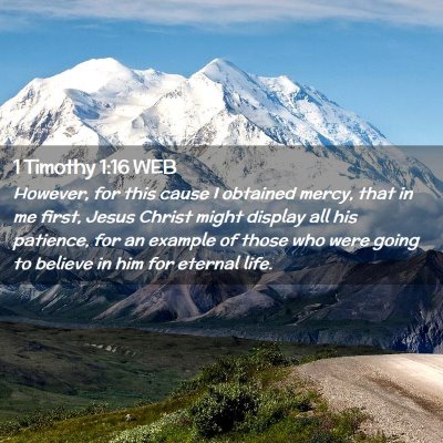 Picture 02 - 1 Timothy 1:16 WEB - However, for this cause I obtained mercy, that in - Bible Verse Picture