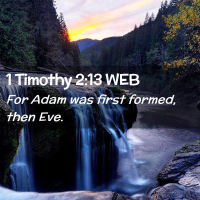 Picture 02 - 1 Timothy 2:13 WEB - For Adam was first formed, then - Bible Verse Picture