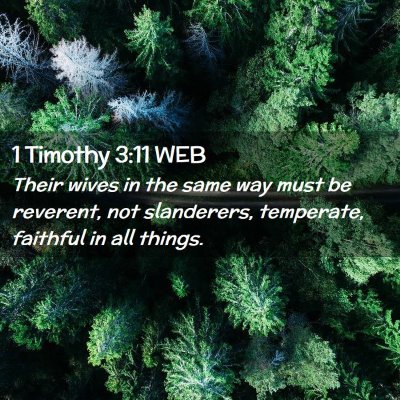 Picture 02 - 1 Timothy 3:11 WEB - Their wives in the same way must be reverent, not - Bible Verse Picture
