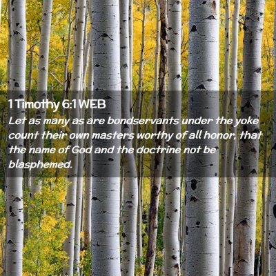 Picture 02 - 1 Timothy 6:1 WEB - Let as many as are bondservants under the yoke - Bible Verse Picture