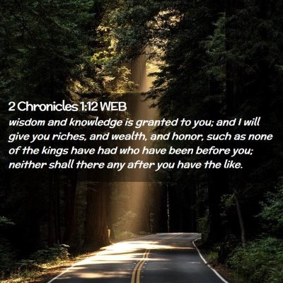 Picture 02 - 2 Chronicles 1:12 WEB - wisdom and knowledge is granted to you; and I - Bible Verse Picture