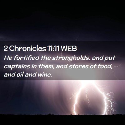 Picture 02 - 2 Chronicles 11:11 WEB - He fortified the strongholds, and put captains in - Bible Verse Picture