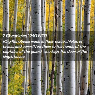 Picture 02 - 2 Chronicles 12:10 WEB - King Rehoboam made in their place shields of - Bible Verse Picture