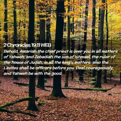 Picture 02 - 2 Chronicles 19:11 WEB - Behold, Amariah the chief priest is over you in - Bible Verse Picture