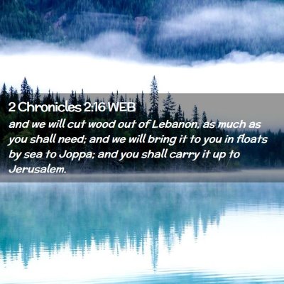 Picture 02 - 2 Chronicles 2:16 WEB - and we will cut wood out of Lebanon, as much as - Bible Verse Picture