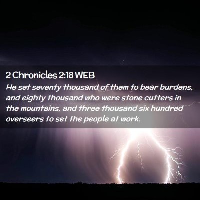 Picture 02 - 2 Chronicles 2:18 WEB - He set seventy thousand of them to bear burdens, - Bible Verse Picture