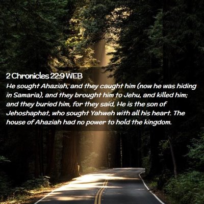 Picture 02 - 2 Chronicles 22:9 WEB - He sought Ahaziah, and they caught him (now he - Bible Verse Picture