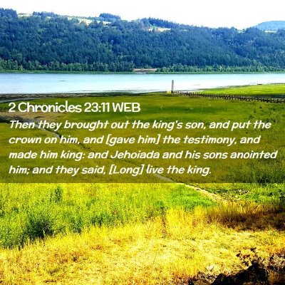 Picture 02 - 2 Chronicles 23:11 WEB - Then they brought out the king's son, and put the - Bible Verse Picture