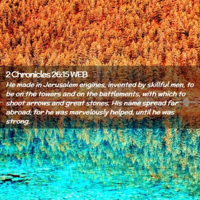 Picture 02 - 2 Chronicles 26:15 WEB - He made in Jerusalem engines, invented by - Bible Verse Picture