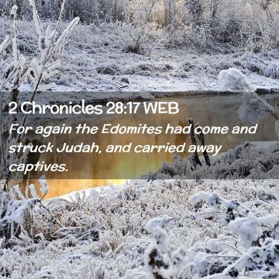 Picture 02 - 2 Chronicles 28:17 WEB - For again the Edomites had come and struck Judah, - Bible Verse Picture