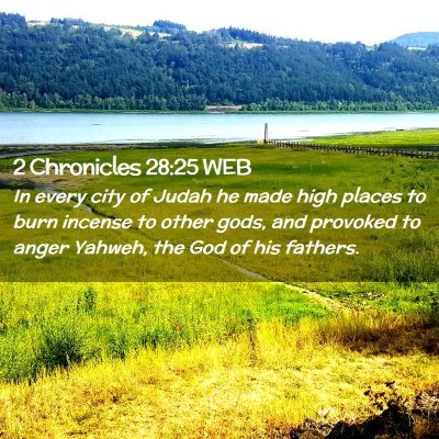 Picture 02 - 2 Chronicles 28:25 WEB - In every city of Judah he made high places to - Bible Verse Picture