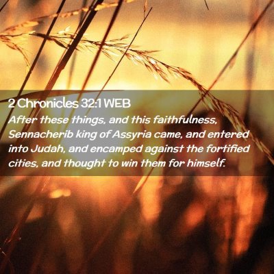 Picture 02 - 2 Chronicles 32:1 WEB - After these things, and this faithfulness, - Bible Verse Picture