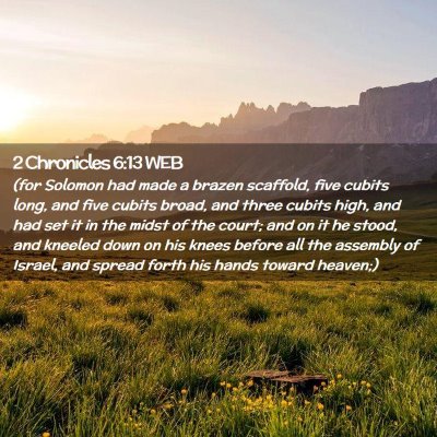 Picture 02 - 2 Chronicles 6:13 WEB - (for Solomon had made a brazen scaffold, five - Bible Verse Picture