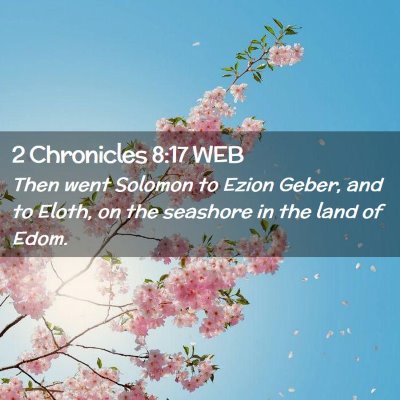 Picture 02 - 2 Chronicles 8:17 WEB - Then went Solomon to Ezion Geber, and to Eloth, - Bible Verse Picture