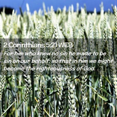 Picture 02 - 2 Corinthians 5:21 WEB - For him who knew no sin he made to be sin on our - Bible Verse Picture