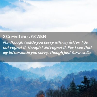 Picture 02 - 2 Corinthians 7:8 WEB - For though I made you sorry with my letter, I do - Bible Verse Picture
