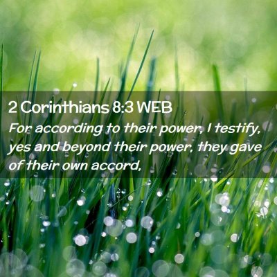 Picture 02 - 2 Corinthians 8:3 WEB - For according to their power, I testify, yes and - Bible Verse Picture