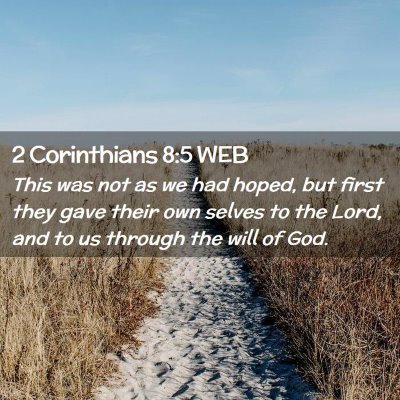 Picture 02 - 2 Corinthians 8:5 WEB - This was not as we had hoped, but first they gave - Bible Verse Picture