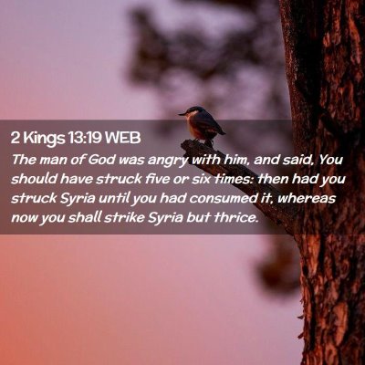Picture 02 - 2 Kings 13:19 WEB - The man of God was angry with him, and said, You - Bible Verse Picture