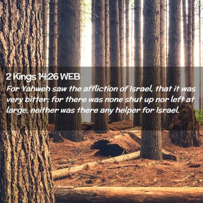 Picture 02 - 2 Kings 14:26 WEB - For Yahweh saw the affliction of Israel, that it - Bible Verse Picture