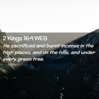 Picture 02 - 2 Kings 16:4 WEB - He sacrificed and burnt incense in the high - Bible Verse Picture