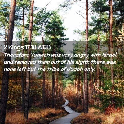 Picture 02 - 2 Kings 17:18 WEB - Therefore Yahweh was very angry with Israel, and - Bible Verse Picture