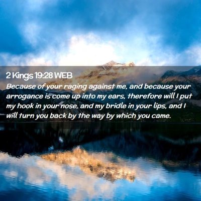 Picture 02 - 2 Kings 19:28 WEB - Because of your raging against me, and because - Bible Verse Picture
