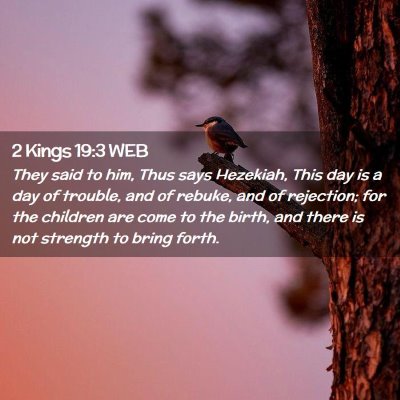 Picture 02 - 2 Kings 19:3 WEB - They said to him, Thus says Hezekiah, This day is - Bible Verse Picture