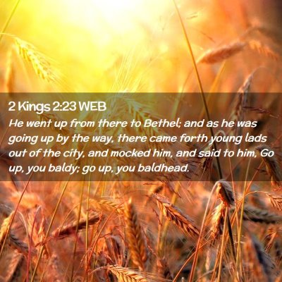 Picture 02 - 2 Kings 2:23 WEB - He went up from there to Bethel; and as he was - Bible Verse Picture