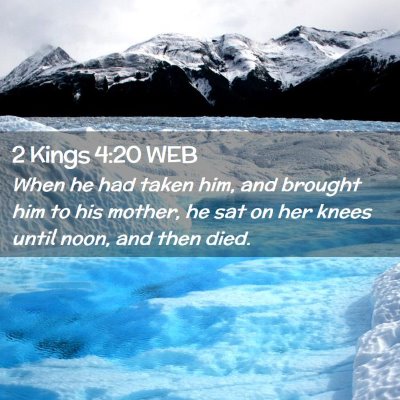 Picture 02 - 2 Kings 4:20 WEB - When he had taken him, and brought him to his - Bible Verse Picture