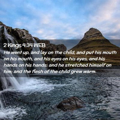 Picture 02 - 2 Kings 4:34 WEB - He went up, and lay on the child, and put his - Bible Verse Picture