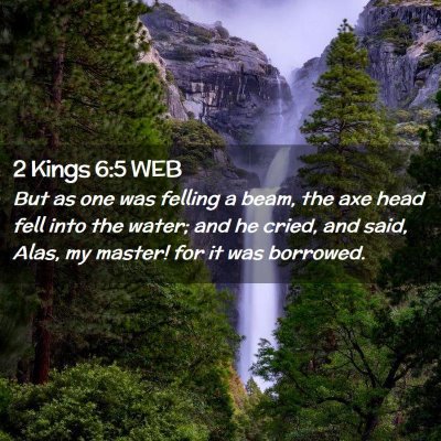 Picture 02 - 2 Kings 6:5 WEB - But as one was felling a beam, the axe head fell - Bible Verse Picture