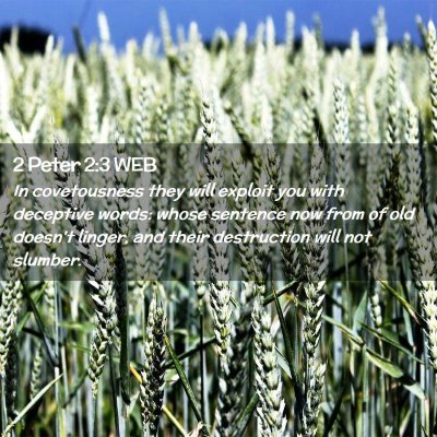 Picture 02 - 2 Peter 2:3 WEB - In covetousness they will exploit you with - Bible Verse Picture