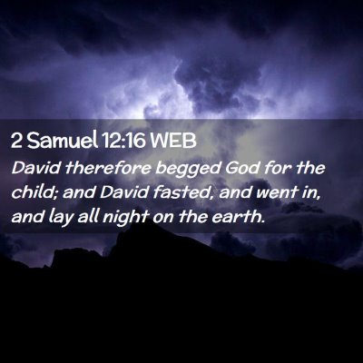 Picture 02 - 2 Samuel 12:16 WEB - David therefore begged God for the child; and - Bible Verse Picture