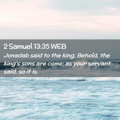 Picture 02 - 2 Samuel 13:35 WEB - Jonadab said to the king, Behold, the king's sons - Bible Verse Picture