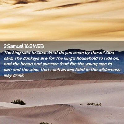 Picture 02 - 2 Samuel 16:2 WEB - The king said to Ziba, What do you mean by these? - Bible Verse Picture