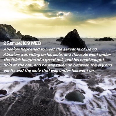 Picture 02 - 2 Samuel 18:9 WEB - Absalom happened to meet the servants of David. - Bible Verse Picture