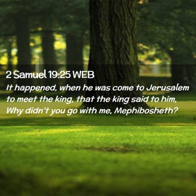 Picture 02 - 2 Samuel 19:25 WEB - It happened, when he was come to Jerusalem to - Bible Verse Picture