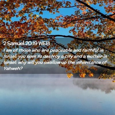 Picture 02 - 2 Samuel 20:19 WEB - I am of those who are peaceable and faithful in - Bible Verse Picture