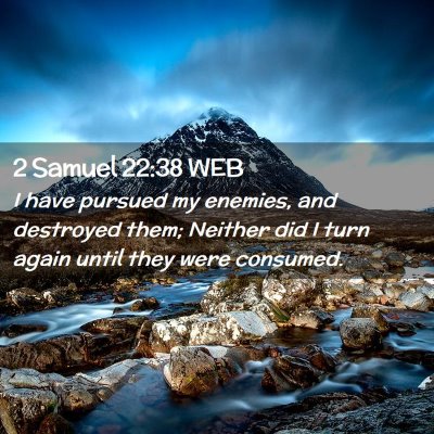 Picture 02 - 2 Samuel 22:38 WEB - I have pursued my enemies, and destroyed them; - Bible Verse Picture