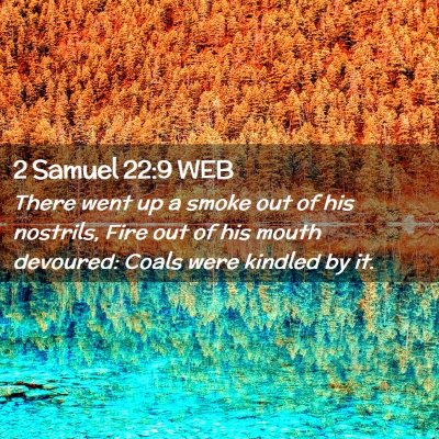 Picture 02 - 2 Samuel 22:9 WEB - There went up a smoke out of his nostrils, Fire - Bible Verse Picture