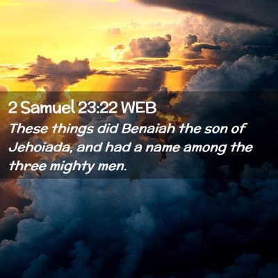 Picture 02 - 2 Samuel 23:22 WEB - These things did Benaiah the son of Jehoiada, and - Bible Verse Picture