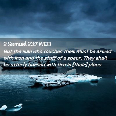 Picture 02 - 2 Samuel 23:7 WEB - But the man who touches them Must be armed with - Bible Verse Picture