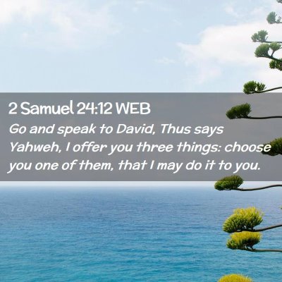 Picture 02 - 2 Samuel 24:12 WEB - Go and speak to David, Thus says Yahweh, I offer - Bible Verse Picture