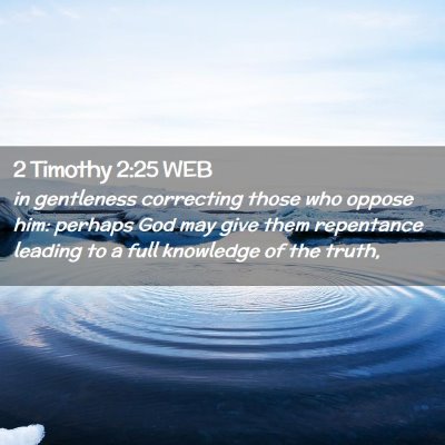 Picture 02 - 2 Timothy 2:25 WEB - in gentleness correcting those who oppose him: - Bible Verse Picture