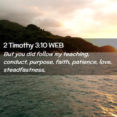 Picture 02 - 2 Timothy 3:10 WEB - But you did follow my teaching, conduct, purpose, - Bible Verse Picture