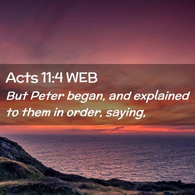Picture 02 - Acts 11:4 WEB - But Peter began, and explained to them in order, - Bible Verse Picture