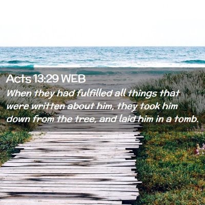 Picture 02 - Acts 13:29 WEB - When they had fulfilled all things that were - Bible Verse Picture