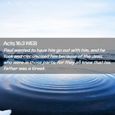 Picture 02 - Acts 16:3 WEB - Paul wanted to have him go out with him, and he - Bible Verse Picture