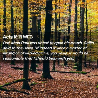 Picture 02 - Acts 18:14 WEB - But when Paul was about to open his mouth, Gallio - Bible Verse Picture